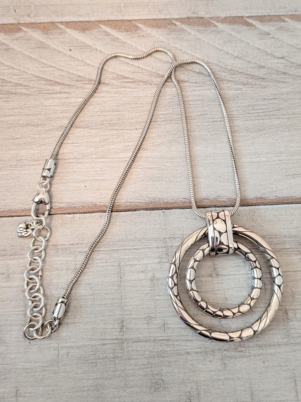 vintage Brighton Pebble Double Ring Pendant Necklace